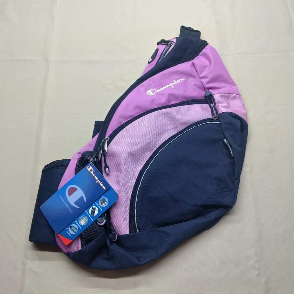Champion Enlighten Sling Backpack Pink Navy Blue Hydrotech 11228HKV NWT